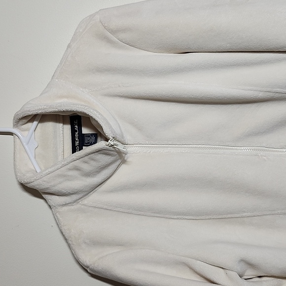 Kristen Blake White Fleece Full Zip Jacket Pockets Waist Cinching Toggles Large - Picture 2 of 9